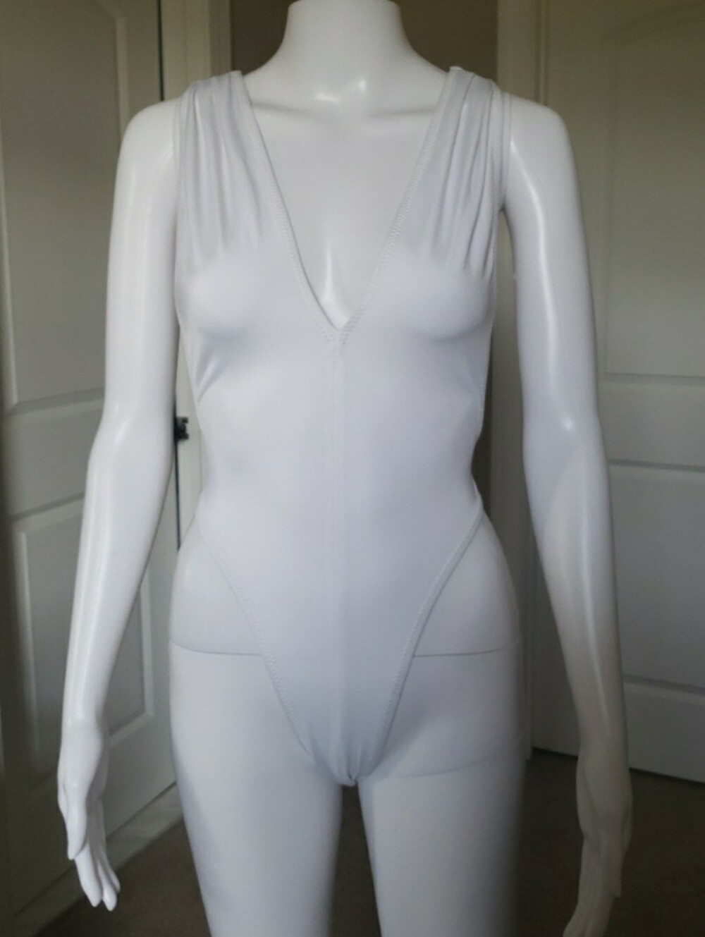 Norma Kamali White V-neck Marissa One-Piece Swimsuit
